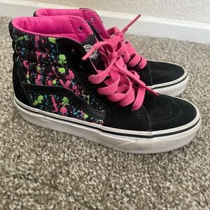 Vans Kids High-Top Paint Splatter Sneakers- Size 1